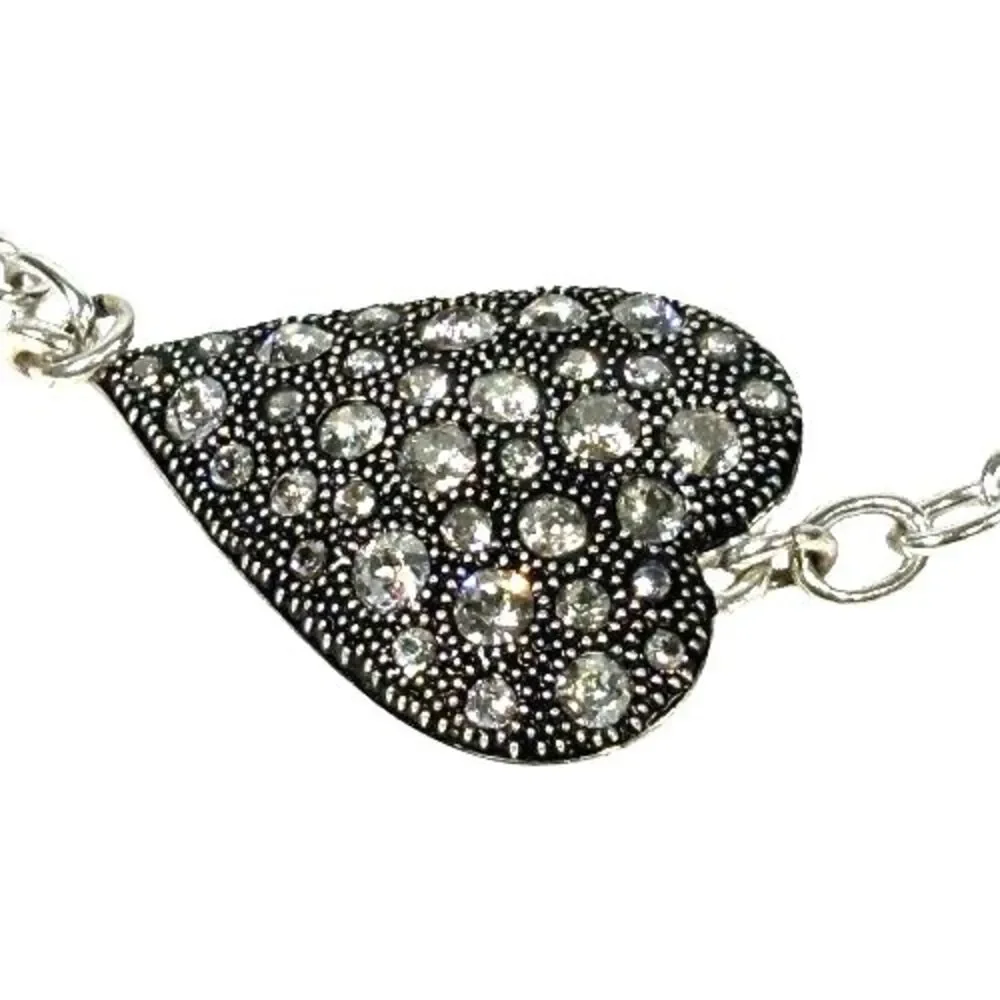 BRIGHTON GLISTEN HEART Clear Crystal Silver Bracelet Reversible JF8131 NWOT $72